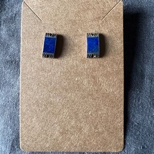 VICKI MARTIN Sterling Lapis Lazuli Earrings Vintage Native American 925